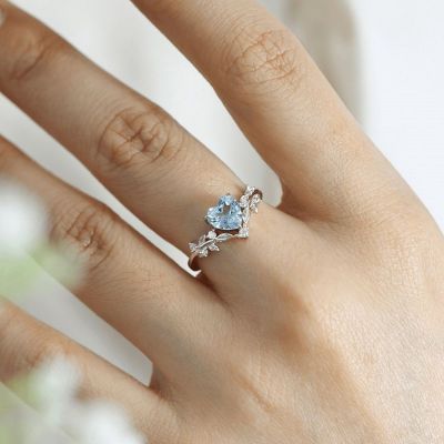 2.0CT Heart’s Desire Aquamarine Engagement Ring In Sterling Silver