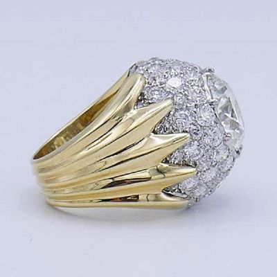 5.0CT Vintage Ring in 18k Yellow Gold And Platinum