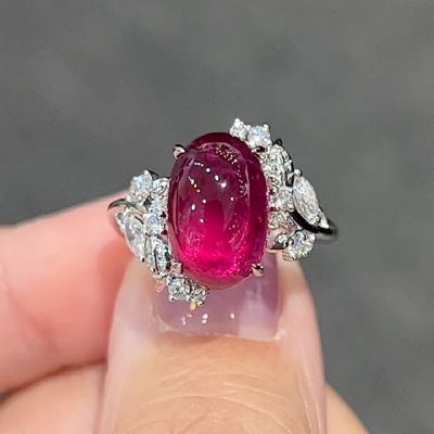 5.60ct Oval Cut Natural Unheated Ruby Diamond In 18K White Gold 