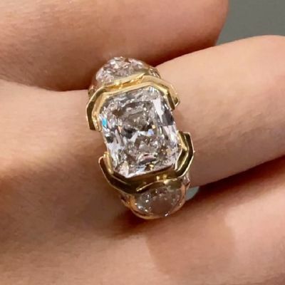 3.5ct Horizental Bezel Radiant Cut Cocktail Ring