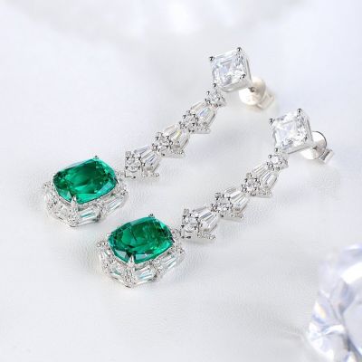 5.68CT Classic Design Grown Emerald And Ruby Earrings