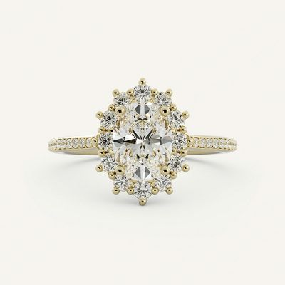 2.0 Carat Stunning Oval Cut With A Burst Halo Diamond Ring