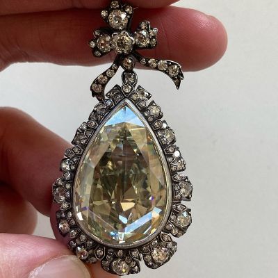 22.99 Carat Pear-shaped Rose-cut Diamond Pendant