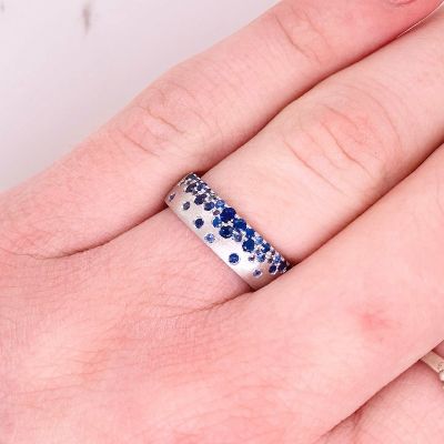 0.56 Carat White Gold Galaxy Blue Sapphire Ring  