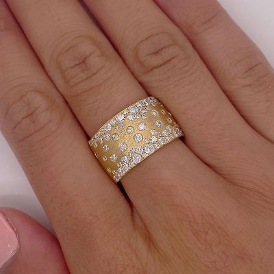 1.54 Carat Yellow Gold Satin Finish Confetti Galaxy Cigar Band