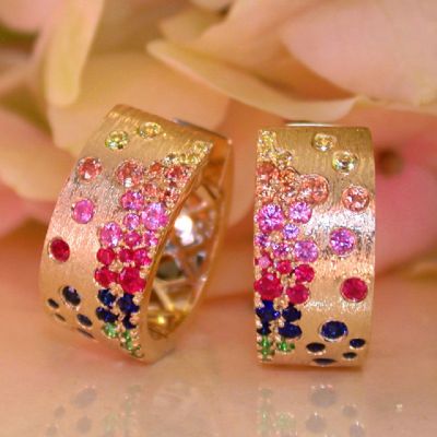 0.92 Carats Elegant Multicolor Sapphire Starry Sky Earrings