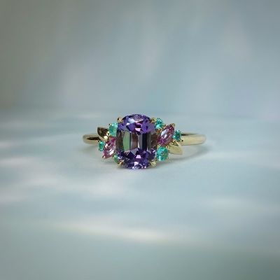 1.73 Carat Radiant Cut Orchid Garden Eden Ring