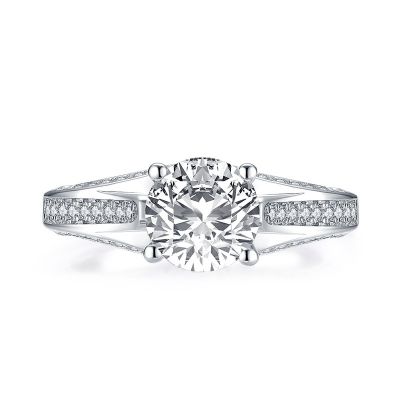 Sterling Silver Round Cut Engagement Ring