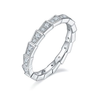 Sterling Silver Simple Round Cut Women's Eternity Wedding Band