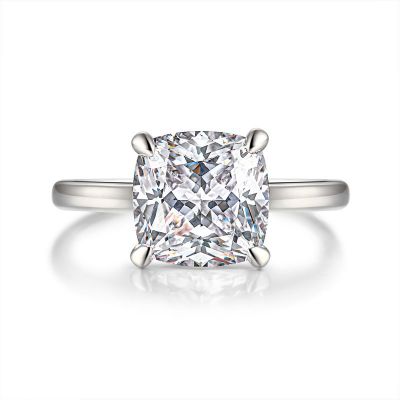 Sterling Silver Classic Cushion Cut Solitaire Engagement Ring