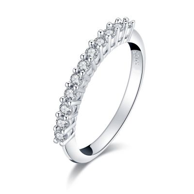 Sterling Silver Classic Round Cut Women's Wedding Anniversary Band