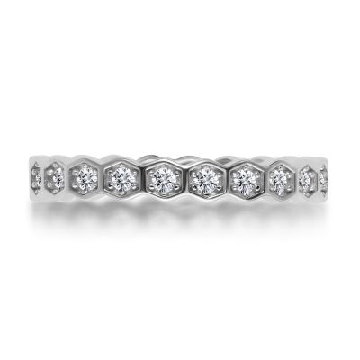 Sterling Silver Classic Round Cut Women's Eternity Wedding Band