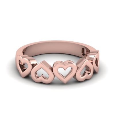 Sterling Silver Delicate Heart Link Design Women's Plain Wedding Band