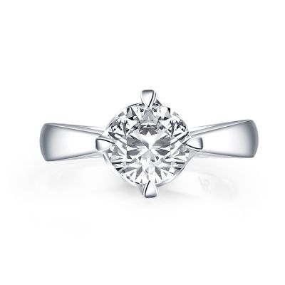 Sterling Silver Simple Round Cut Solitaire Engagement Ring