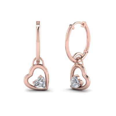 Sterling Silver Elegant Heart Shape Design Heart Cut Drop Earrings