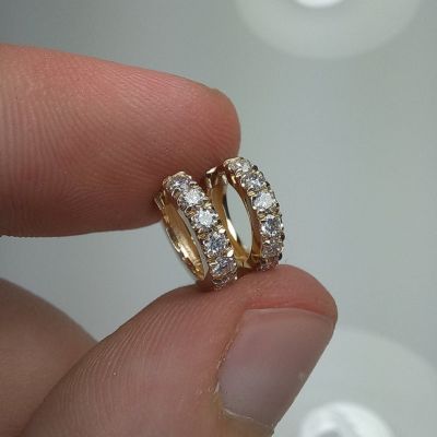 18K Solid Gold Chunky Diamond Earrings