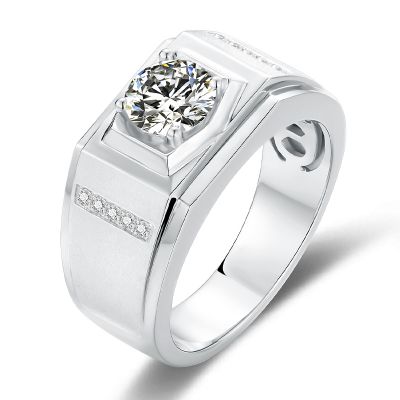 Sterling Silver Classic Round Cut Men's Wedding Ring