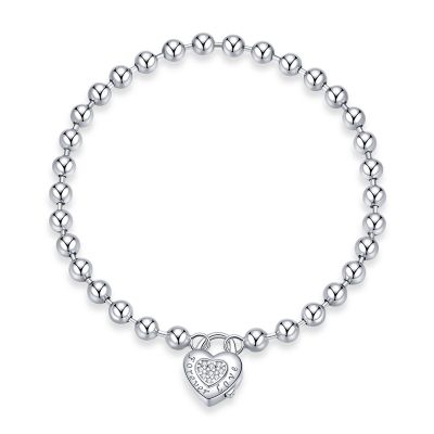 Sterling Silver Forever Love Heart Shape With Round Cut Bangle Bracelet