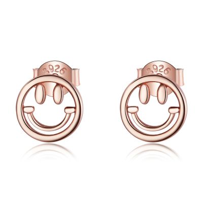 Sterling Silver Cute Smiley Face Design Stud Earrings