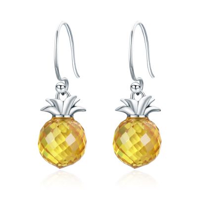 Sterling Silver Delicate Pineapple Inspired Drop Earrings