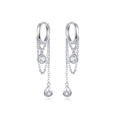 Sterling Silver Delicate Round Cut Drop Earrings