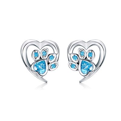 Sterling Silver Unique Heart Design With Round Cut Stud Earrings