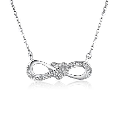 Sterling Silver Elegant Twist Heart Shape Round Cut Necklace