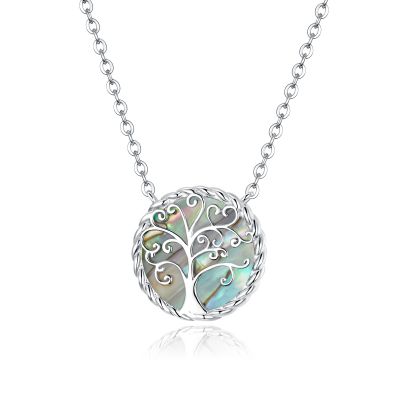 Sterling Silver Family Tree Shape Fritillaria Necklace