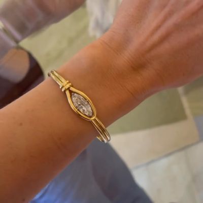 2.5ct Marquise Cut Yellow Gold Knot Bangle