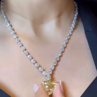 12ct Heart Cut Fancy Yellow Sapphire Timeless Pendant Necklace