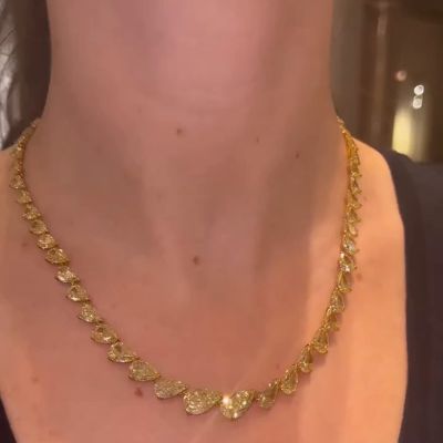 57ctw Pear Cut Fancy Yellow Tennis Chain Necklace