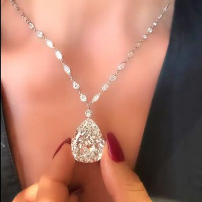 7ct Pear Cut White Sapphire Classic Handmade Pendant Necklace