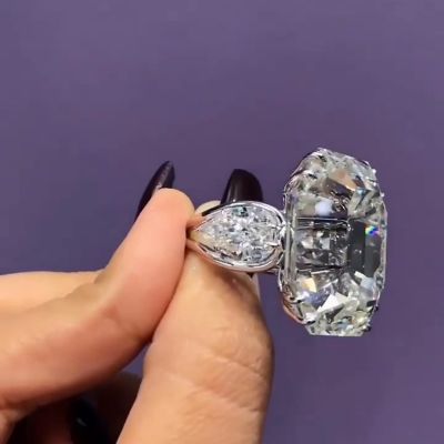 6.5ct Emerald Cut White Diamond Engagement Ring