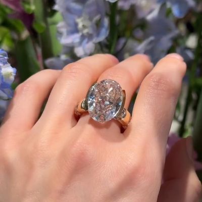 10ct Oval Cut White Sapphire Vintage Engagement Ring
