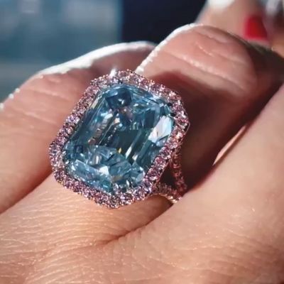 8.5ct Emerald Cut Aquamarine Halo Engagement Ring in Rose Gold