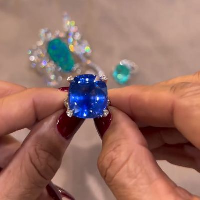 7ct Cushion Cut Blue Sapphire Twist Paved Handmade Engagement Ring