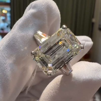 7ct Emerald Cut White Sapphire Classic Handmade Engagement Ring