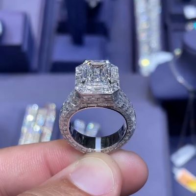 7ct Emerald Cut White Sapphire Chandelier First Lady Ring