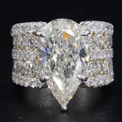 7.5ct Pear Cut White Sapphire Timeless Handmade Sterling Silver Ring