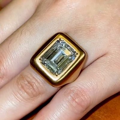 6ct Emerald Cut White Sapphire Sandblasted Handmade Engagement Ring