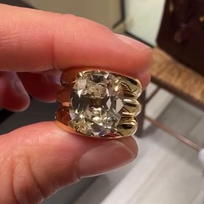 7ct Oval Cut White Sapphire Yellow Gold Handmade Engagement Ring