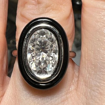 4ct Oval Cut White Sapphire Classic Sterling Silver Handmade Engagement Ring