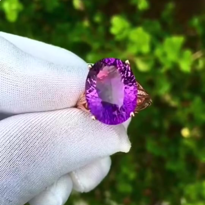 6ct Oval Cut Amethyst Sapphire Engagement Ring