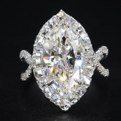 10ct Marquise Cut White Diamond Sterling Silver Wedding Ring