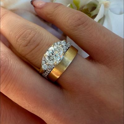 8ct oval cut white diamond sterling silver plated gold handmade engagement ring set