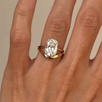 8ct Cushion Cut White Diamond Sterling Silver Plated Gold Handmade Wedding Ring Set