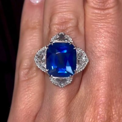 12.95ct cushion cut sapphire sterling silver handmade wedding ring