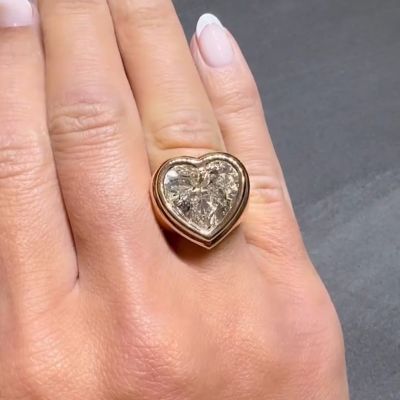 10ct Heart-Shaped White Diamond Sterling Silver Rose Gold Handmade Wedding Ring