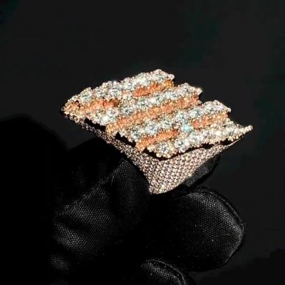 26ct round-cut full-cover diamond inlaid luxury handmade sterling silver plated rose gold ring