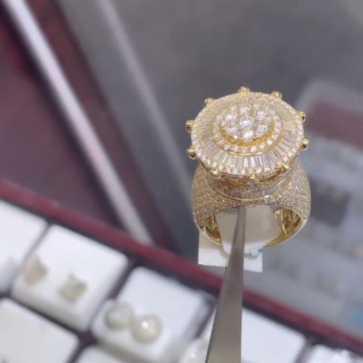 36ct round-cut diamond sterling silver plated yellow gold handmade ring